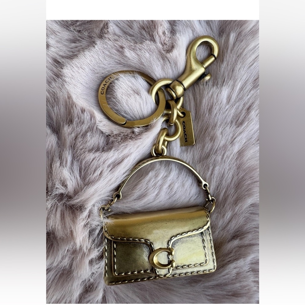 Coach Iconic Metal 3D Tabby Bag Charm Brass Keychain Key Fob - Picture 5 of 9
